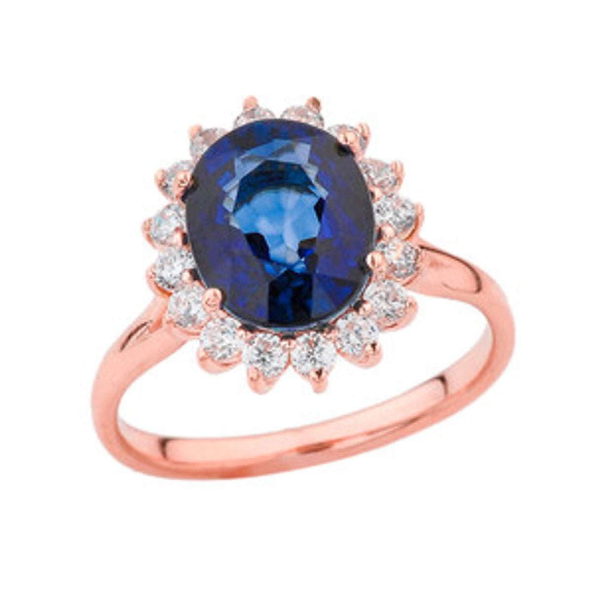 Princess Diana Inspired Halo Engagement Ring with LC Sapphire & Diamon ...